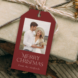 Einfache Elegant Frohe Weihnachten Foto Zurück zur Geschenkanhänger