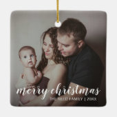 Einfache Elegant Frohe Weihnachten Keramikornament (Rückseite)