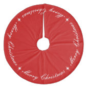 Einfache Elegant Frohe Weihnachten Rot & Weiß Scri Fleece Weihnachtsbaumdecke (Vorderseite)
