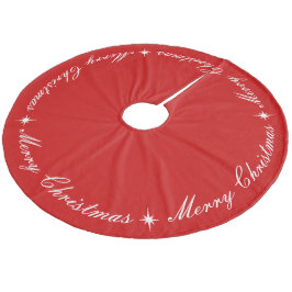 Einfache Elegant Frohe Weihnachten Rot & Weiß Scri Fleece Weihnachtsbaumdecke