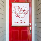 Einfache Elegant frohe Weihnachtsnamen Red White Wandteppich Mit Holzrahmen