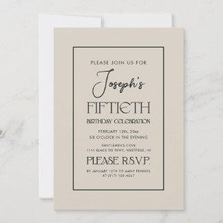 Einfache Elegant Gentlemen's 50. Geburtstagsparty Einladung