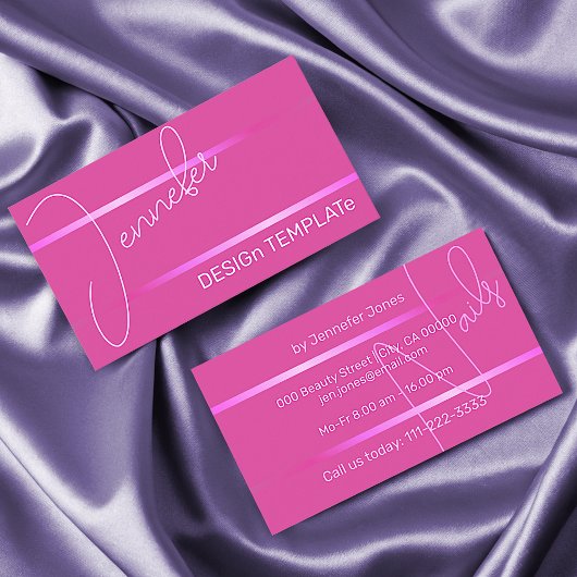 Einfache Elegant Girly Pink Lines Siganture Luxus Visitenkarte