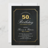 Einfache Elegant Gold 50. Geburtstag Einladung (Vorderseite)