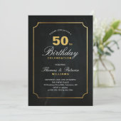 Einfache Elegant Gold 50. Geburtstag Einladung (Stehend Vorderseite)