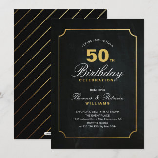 Einfache Elegant Gold 50. Geburtstag Einladung