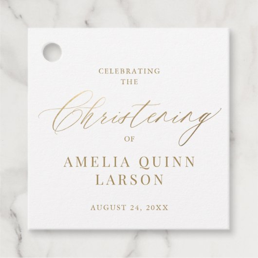 Einfache Elegant Gold Calligraphy Script Christeni Geschenkanhänger (Vorderseite)