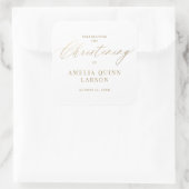 Einfache Elegant Gold Calligraphy Script Christeni Quadratischer Aufkleber (Tasche)