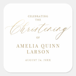 Einfache Elegant Gold Calligraphy Script Christeni Quadratischer Aufkleber