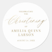 Einfache Elegant Gold Calligraphy Script Christeni Runder Aufkleber (Vorderseite)