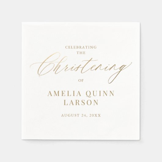 Einfache Elegant Gold Calligraphy Script Christeni Serviette (Vorderseite)
