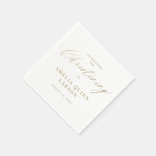 Einfache Elegant Gold Calligraphy Script Christeni Serviette (Ecke)