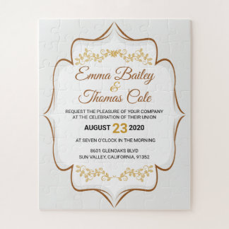 Einfache Elegant gold embellished Wedding Einladun Puzzle