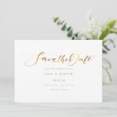 Einfache Elegant-Gold-Kalligrafie-Skript Save The Date (Stehend Vorderseite)