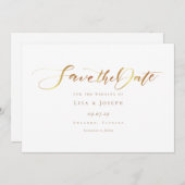 Einfache Elegant-Gold-Kalligrafie-Skript Save The Date (Vorne/Hinten)