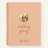 Einfache Elegant Gold Monogram Hochzeitsplanung Notizblock (Vorderseite)