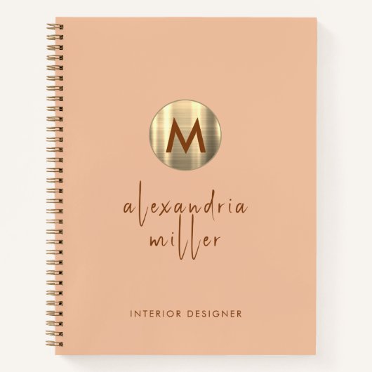 Einfache Elegant Gold Monogram Notizblock (Vorderseite)