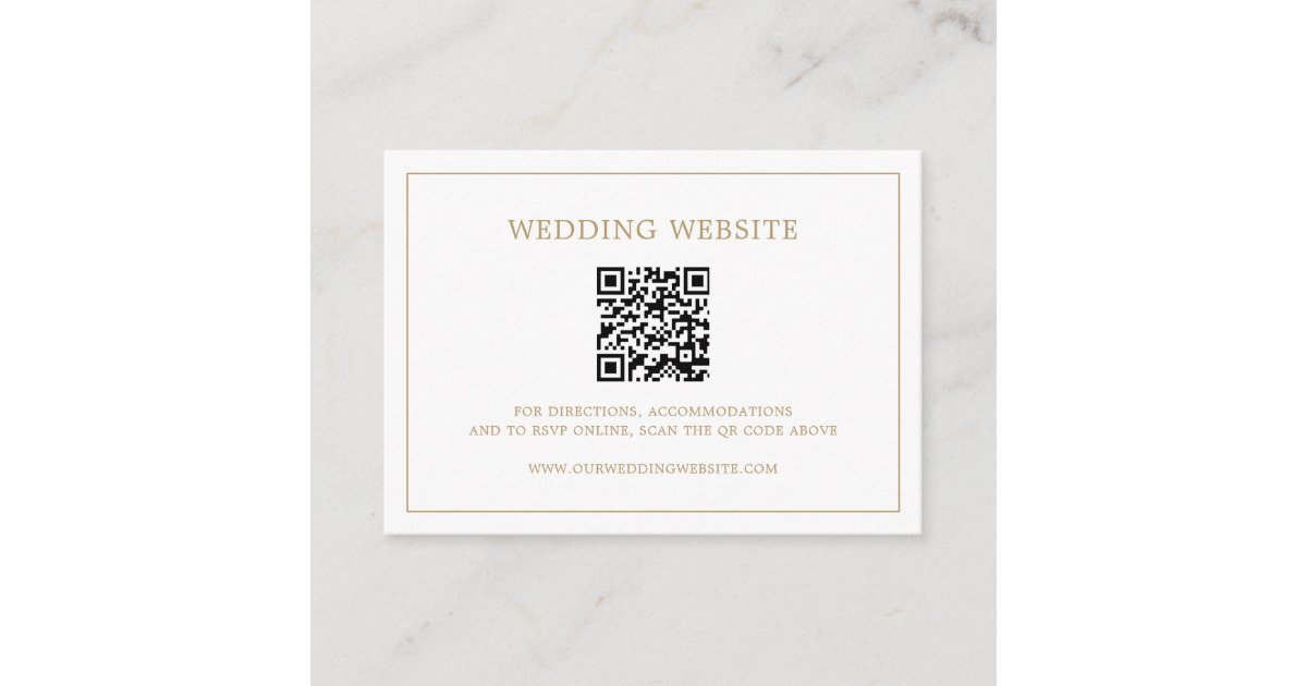 Einfache Elegant Gold QR Code Website Hochzeit Begleitkarte Zazzle.de