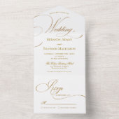 Einfache Elegant-Gold-Script-Hochzeit All In One Einladung (Innen Boden)