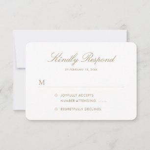 Einfache Elegant-Gold-Script-Hochzeit RSVP Karte