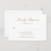Einfache Elegant-Gold-Script-Hochzeit RSVP Karte (Vorne/Hinten)