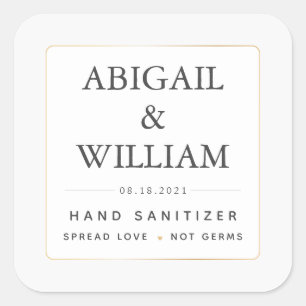 Einfache Elegant Gold Wedding Hand Sanitizer Covid Quadratischer Aufkleber