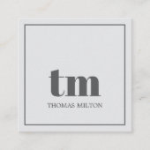 Einfache Elegant Gray Bold Monogram Consultant Quadratische Visitenkarte (Vorderseite)