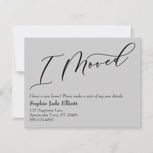 Einfache Elegant Gray I Moved New Address Card Mitteilungskarte (Vorderseite)