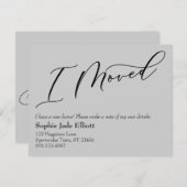 Einfache Elegant Gray I Moved New Address Card Mitteilungskarte (Vorne/Hinten)