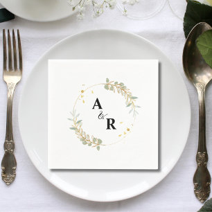 Einfache Elegant Greenerity Couple Initials Weddin Serviette