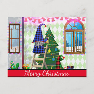 Einfache Elegant Grüne Leaf Dekoration Frohe Weihn Feiertagspostkarte