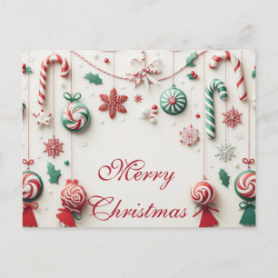 Einfache Elegant Grüne Leaf Dekoration Frohe Weihn Feiertagspostkarte