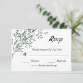 Einfache Elegant Grüne RSVP Karte (Stehend Vorderseite)