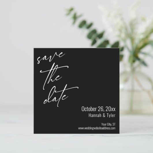 Einfache Elegant Handwriting Script Typografie Bla Save The Date (Stehend Vorderseite)