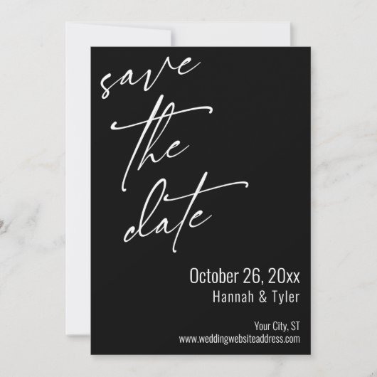 Einfache Elegant Handwriting Script Typografie Bla Save The Date (Vorderseite)