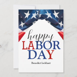 Einfache Elegant Happy Labour Day Red White Blue Feiertagskarte