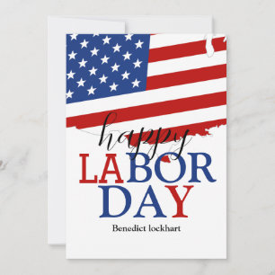 Einfache Elegant Happy Labour Day Red White Blue Feiertagskarte