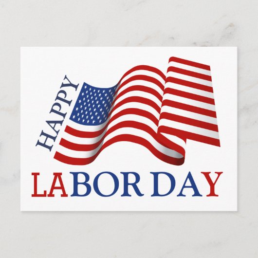 Einfache Elegant Happy Labour Day Red White Blue Postkarte (Vorderseite)