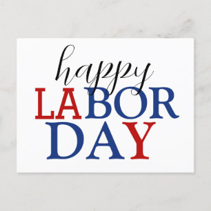 Einfache Elegant Happy Labour Day Red White Blue Postkarte