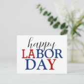 Einfache Elegant Happy Labour Day Red White Blue Postkarte (Stehend Vorderseite)