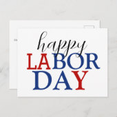 Einfache Elegant Happy Labour Day Red White Blue Postkarte (Vorne/Hinten)