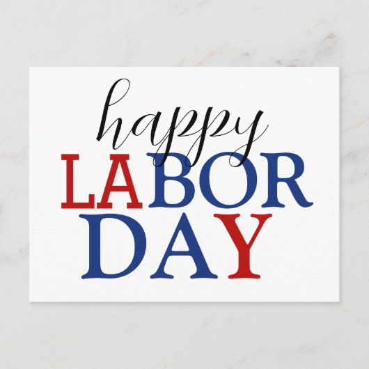 Einfache Elegant Happy Labour Day Red White Blue Postkarte (Vorderseite)