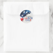 Einfache Elegant Happy Labour Day Red White Blue Runder Aufkleber (Tasche)