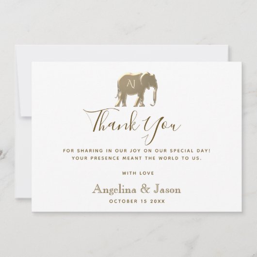 Einfache Elegant-Hochzeit Dankeskarte (Vorderseite)