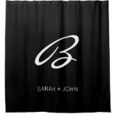 Einfache Elegant Initial Black Monogram Name  Duschvorhang (Vorderseite)