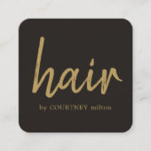 Einfache Elegant Ivory Black Golden Hair Stylist Quadratische Visitenkarte (Vorderseite)
