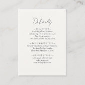 Einfache Elegant Ivory White Neutral Wedding Detai Begleitkarte (Vorderseite)