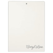 Einfache Elegant Ivory White Script Calligrafy Nam Klemmbrett (Rückseite)