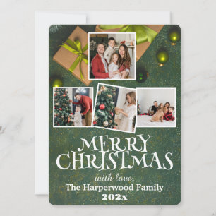 Einfache Elegant Joy Weihnachts-Familie Foto Colla Feiertagskarte