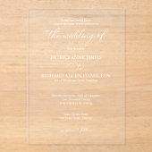 Einfache Elegant-Kalligrafie-Hochzeit Acryleinladungen (Vorderseite)